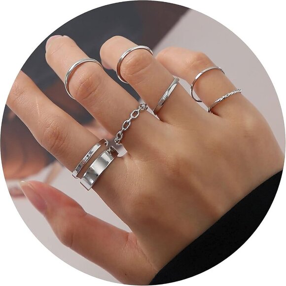 Gold Knuckle Rings Set for Women Snake Chain Stacking Ring Vintage BOHO Midi Rin - Picture 5 of 8